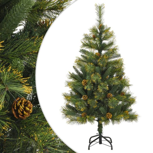 vidaXL Artificial Hinged Christmas Tree with Cones 120 cm