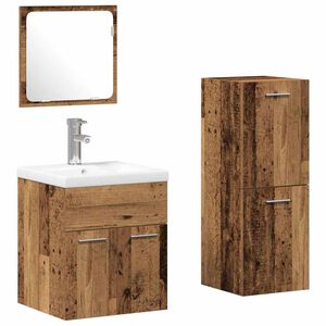 vidaXL Bathroom Furniture Set with Door 4 pcs Old Wood Engineered Wood