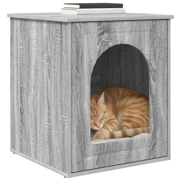vidaXL Cat House Grey Sonoma 53 x 52 x 62 cm Engineered Wood