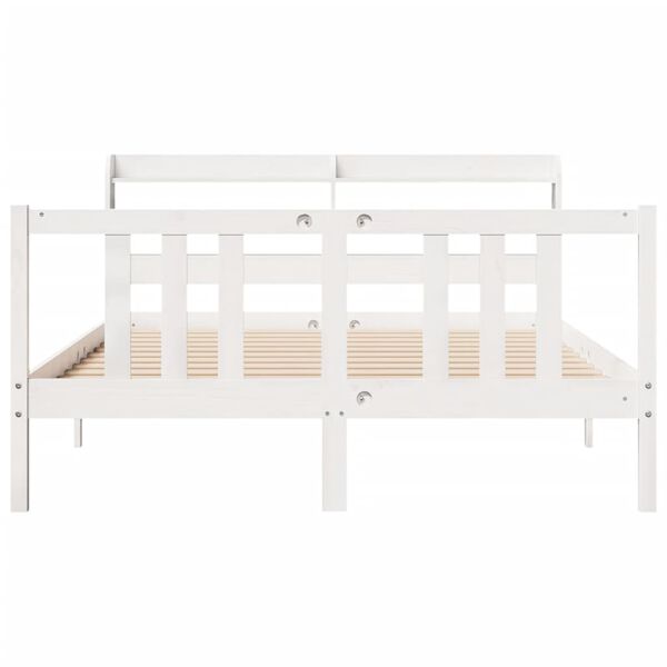 vidaXL Bed Frame with Headboard without Mattress White 160x200 cm