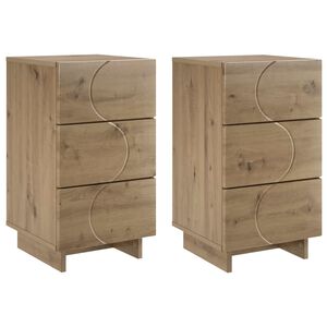 vidaXL Bedside Cabinet 2 pcs Artisan Oak 33.5 x 34.5 x 60 cm