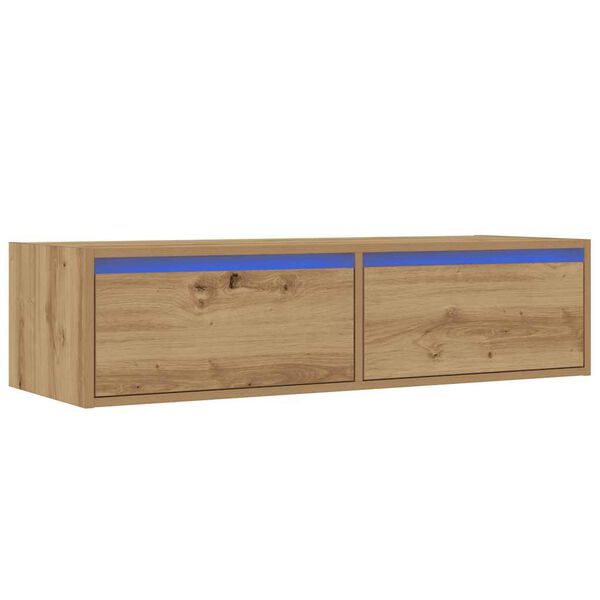 vidaXL TV Cabinet with LED Lights Artisan Oak 100X35.5x25 cm