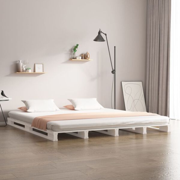 vidaXL Pallet Bed without Mattress White Small Double Solid Wood