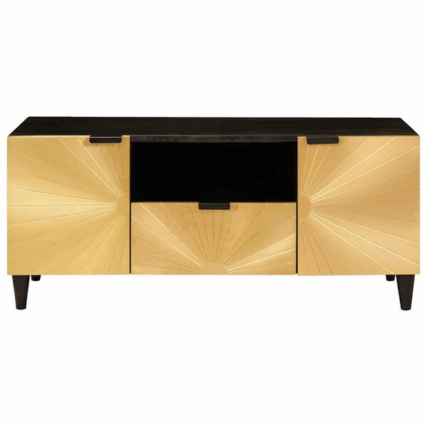 vidaXL TV Cabinet Black and Gold 105 x 33 x 46 cm Engineered wood