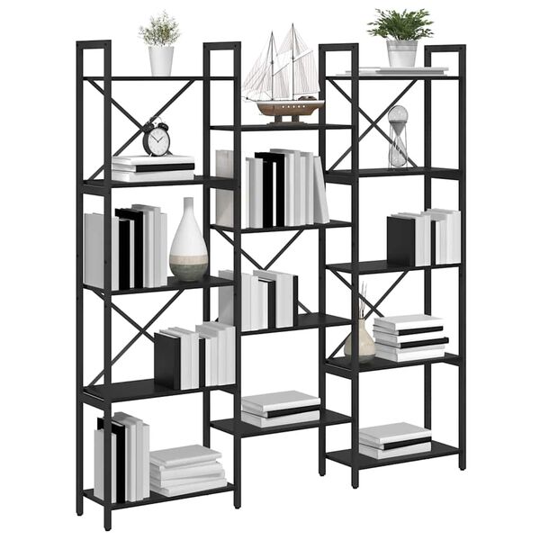 vidaXL Bookshelf Black Oak 156 x 25 x 167 cm Engineered Wood