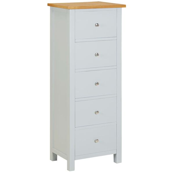 vidaXL Tall Chest of Drawers 45x32x115 cm Solid Oak Wood