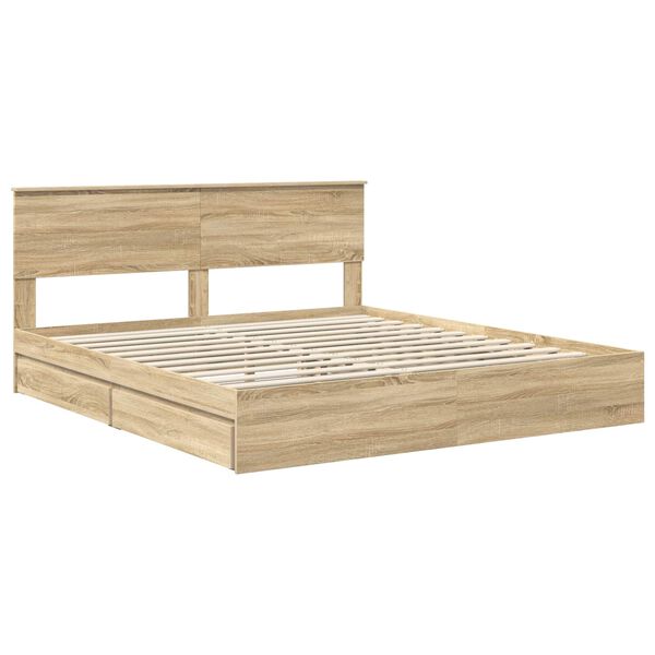 vidaXL Storage Bed with Drawer Sonoma Oak 180 x 200 cm Engineered Wood