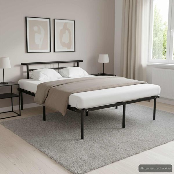 vidaXL Bed Frame without Mattress Black Metal 140x200cm