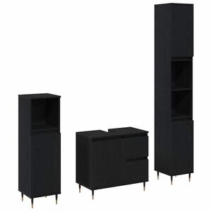 vidaXL Bathroom Furniture Set 3 pcs Black Oak 30 x 30 x 190 cm