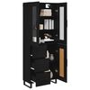 vidaXL Highboard with Drawer 2 pcs Black Oak Engineered Wood and Glass