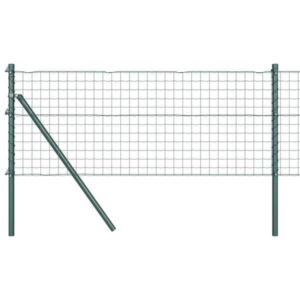 vidaXL Fence with Post Green 0.4 x 10 m Steel and PVC
