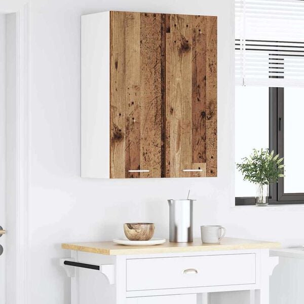 vidaXL Hanging Cabinet 2 pcs Old Wood and White 30 x 31 x 80 cm