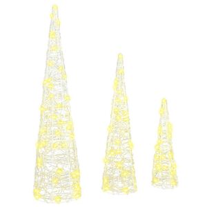 vidaXL Christmas Tree 3 pcs 90 LEDs Warm white 20 x 20 x 80 cm Acrylic