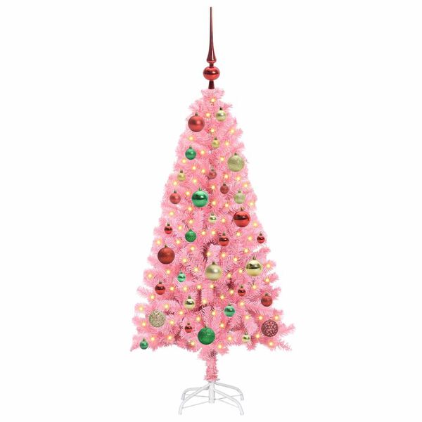 vidaXL Christmas Tree with 150 LEDs with Stand Pink 120 cm PVC