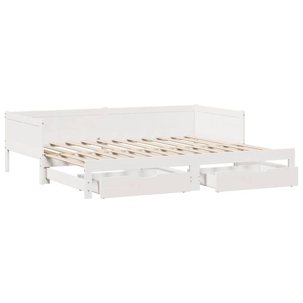 vidaXL Daybed with Trundle and Drawers without Mattress White 90x190 cm Single