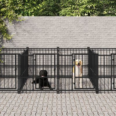 vidaXL Outdoor Dog Kennel Steel 18.77 m²