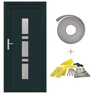 vidaXL Front Door 88 x 200 cm PVC Anthracite