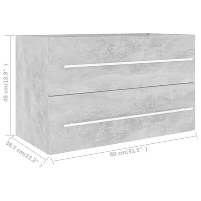 vidaXL 2 Piece Bathroom Furniture Set Concrete Grey Engineered Wood