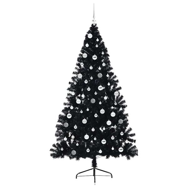 vidaXL Artificial Pre-lit Christmas Tree Black 210 cm PVC