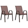 vidaXL Stackable Garden Chairs 2 pcs Brown Textilene Fabric