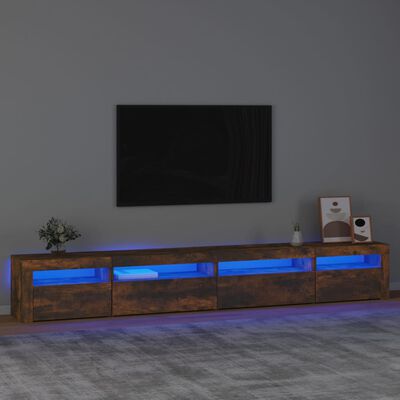vidaXL TV Cabinet with LED Lights Smoked Oak 270x35x40 cm
