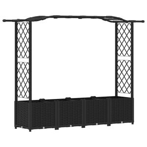 vidaXL Raised Bed with Trellis and Roof Black 204 x 40 x 138 cm PP