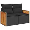 vidaXL 8 Piece Garden Sofa Set with Cushions Black Poly Rattan Acacia