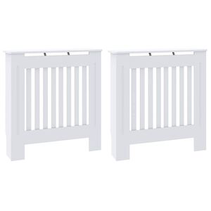 vidaXL Radiator Cover 2 pcs White 78 x 19 x 81.5cm Engineered Wood