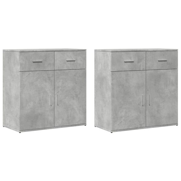 vidaXL Sideboards 2 pcs Concrete Grey 79x38x80 cm Engineered Wood