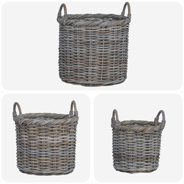 vidaXL Planter Basket with Storage 3 pcs Grey