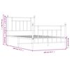vidaXL Metal Bed Frame without Mattress with Footboard White 100x190cm
