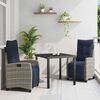 vidaXL Garden Dining Set with Cushion 3 pcs Grey Poly Rattan