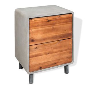 vidaXL Nightstand Concrete Solid Acacia Wood 40x30x50 cm