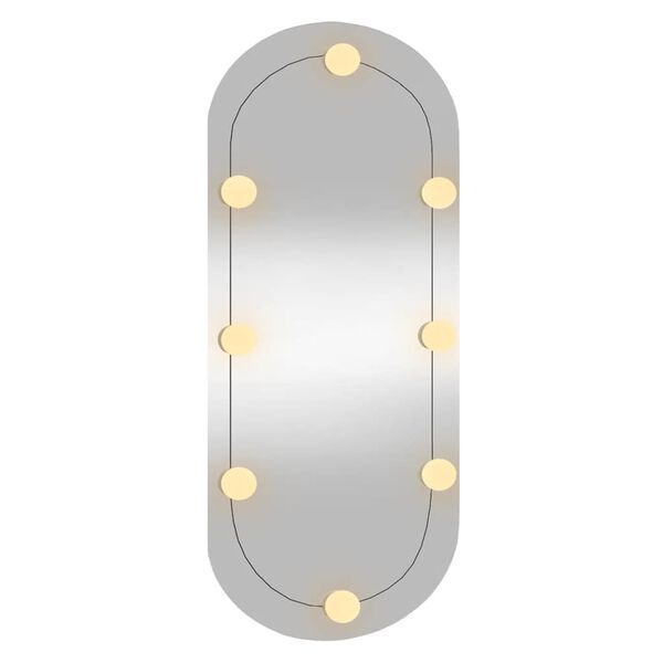 vidaXL Wall Mirror with LED Lights 35x80 cm Glass Oval