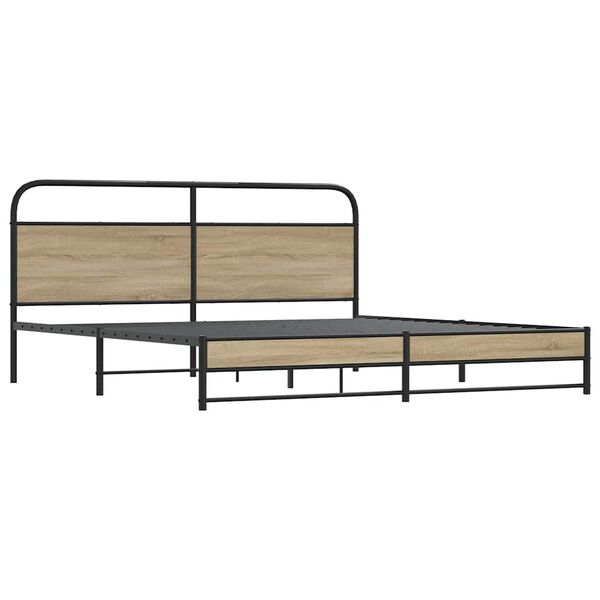 vidaXL Metal Bed Frame without Mattress Smoked Oak 183x213 cm