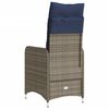 vidaXL Reclining Garden Chair with Cushions Grey Poly Rattan