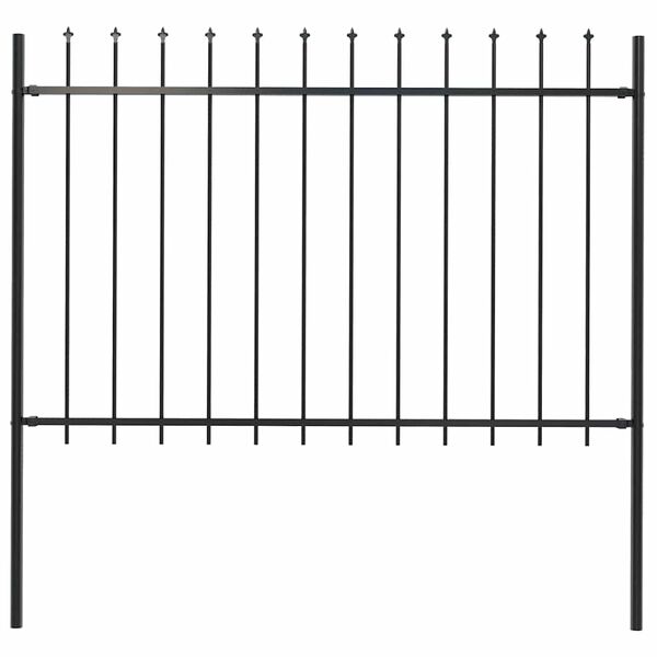 vidaXL Garden Fence with Spear Top Steel 181x120 cm Black