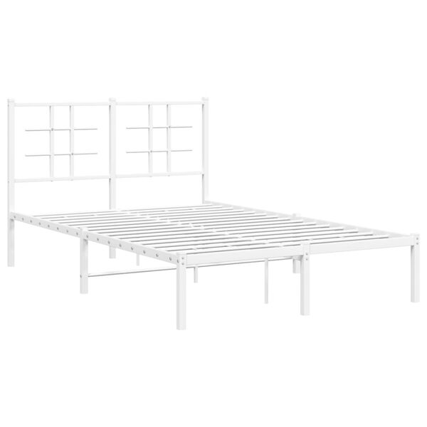 vidaXL Metal Bed Frame without Mattress with Headboard White 120x200cm