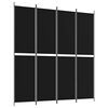 vidaXL 4-Panel Room Divider Black 200x220 cm Fabric
