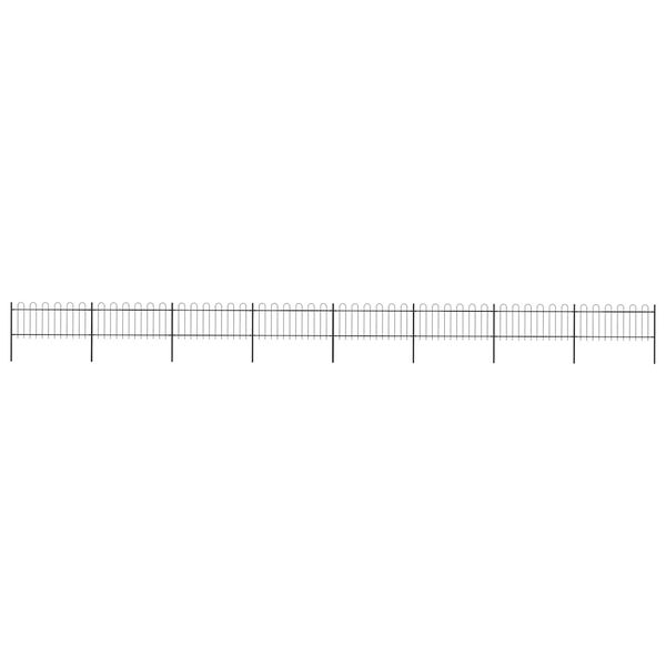 vidaXL Garden Fence with Hoop Top Steel 1426x80 cm Black