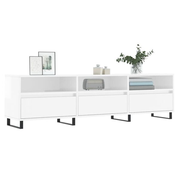 vidaXL TV Cabinet High Gloss White 150x30x44.5 cm Engineered Wood