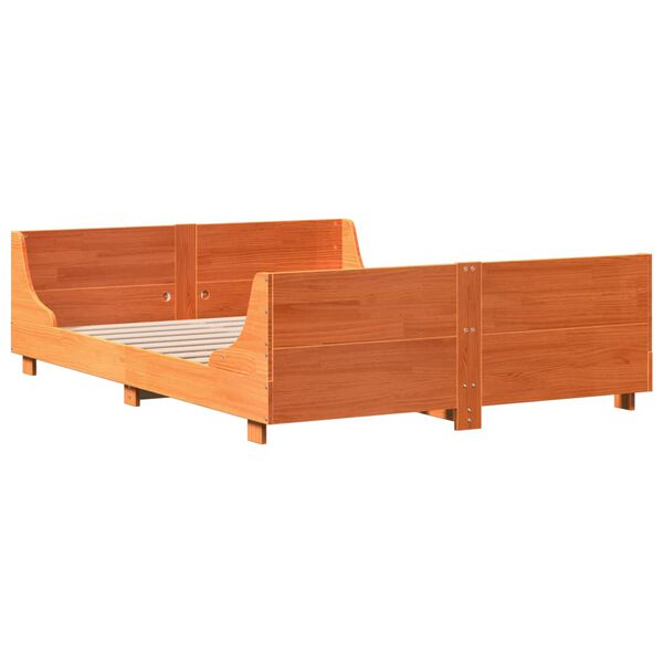 vidaXL Bed Frame without Mattress Wax Brown 160x200 cm Solid Wood Pine
