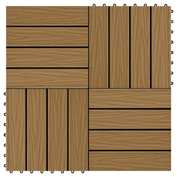 vidaXL 11 pcs Decking Tiles Deep Embossed WPC 30x30 cm 1 sqm Teak Colour