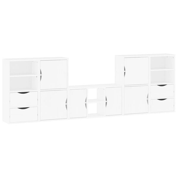 vidaXL 5 Piece TV Units with Storage ODDA White Solid Wood Pine