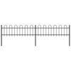 vidaXL Garden Fence with Hoop Top Steel 337x60 cm Black