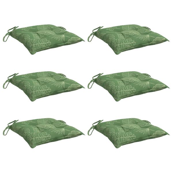 vidaXL Chair Cushions 6 pcs Leaf Pattern 40x40x7 cm Fabric