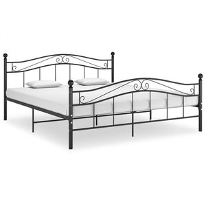 vidaXL Bed Frame without Mattress Black Metal 160x200 cm