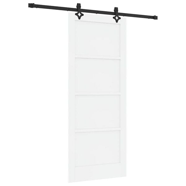 vidaXL Sliding Door White and Black 83 x 202 cm Solid Pine Wood