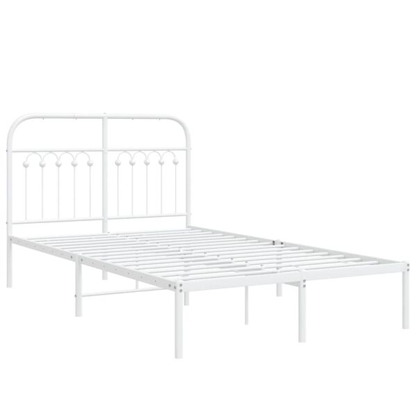 vidaXL Metal Bed Frame without Mattress with Headboard White 120x190cm