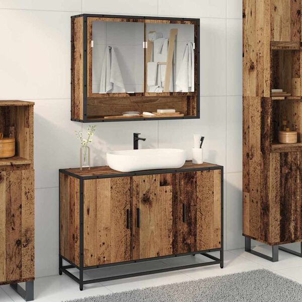 vidaXL Bathroom Cabinet Old Wood 90 x 33 x 60 cm Engineered Wood